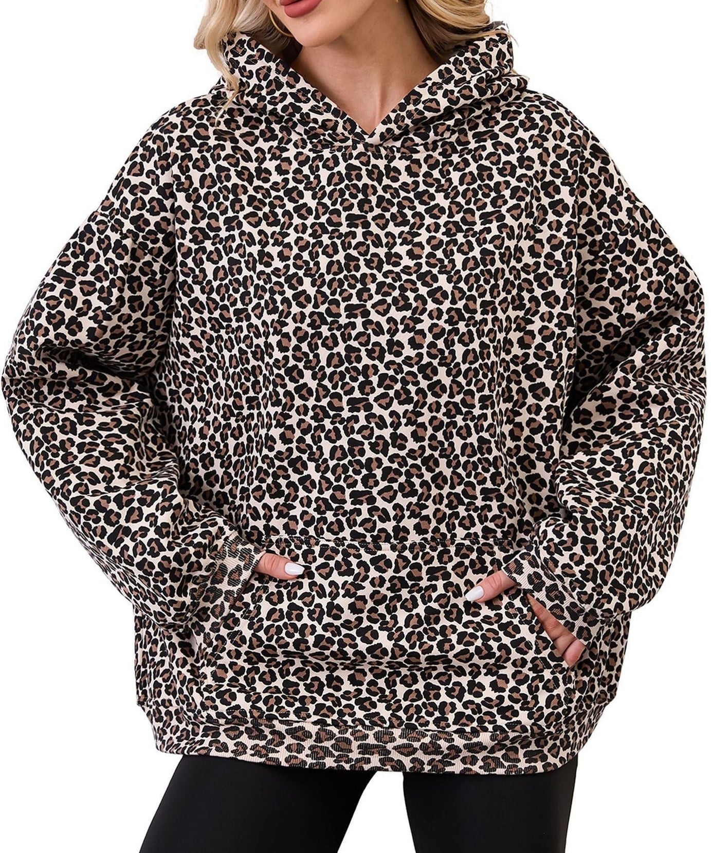 Women's Fashionable Printed Camouflage Maple Leaf Hoodie Top