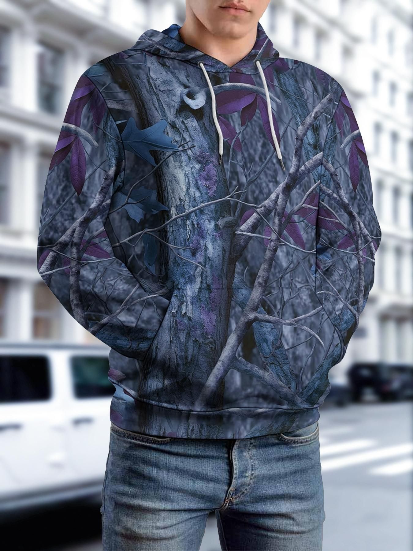 Women's Fashionable Printed Camouflage Maple Leaf Hoodie Top