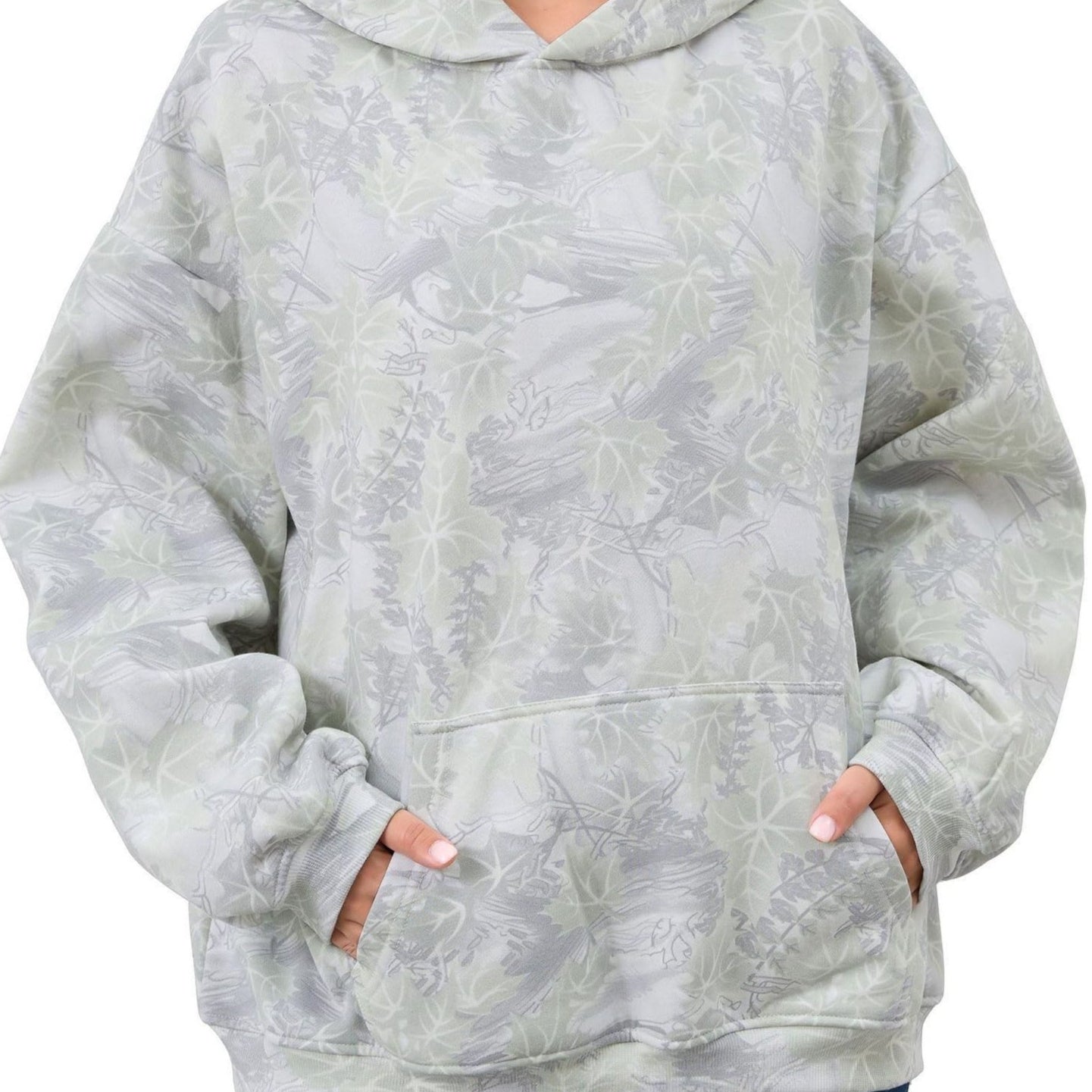 Women's Fashionable Printed Camouflage Maple Leaf Hoodie Top