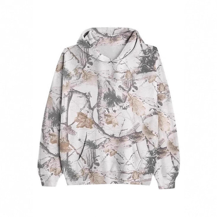 Women's Fashionable Printed Camouflage Maple Leaf Hoodie Top