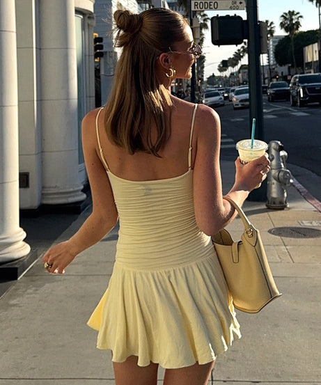Sexy V-neck Suspender Dress Y2K Fashion Slim Ruffled Short Dresses For Women Clithing