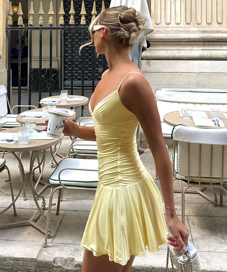 Sexy V-neck Suspender Dress Y2K Fashion Slim Ruffled Short Dresses For Women Clithing
